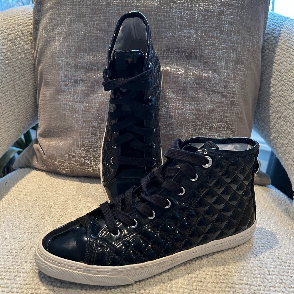 Geox Respira Quilted Patent Leather High-Top Sneakers – EU 37 / US 7